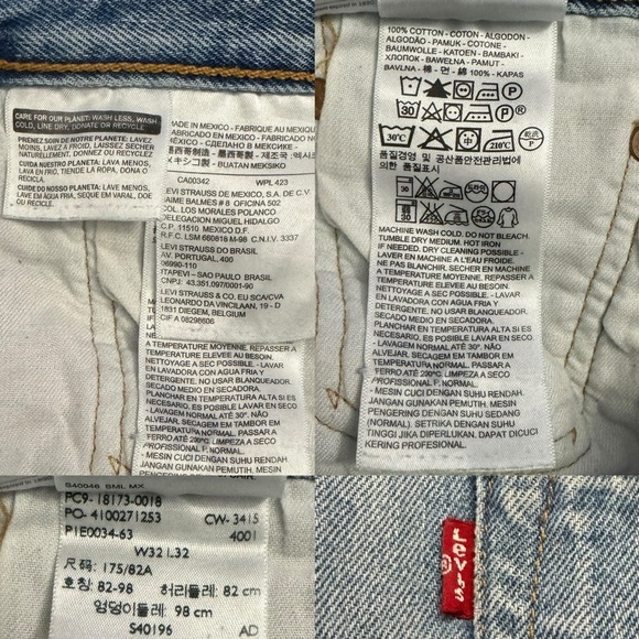 Levi's 501CT Mended High Rise Custom Tapered Blue Button Fly Denim Jeans 32 - Picture 3 of 16